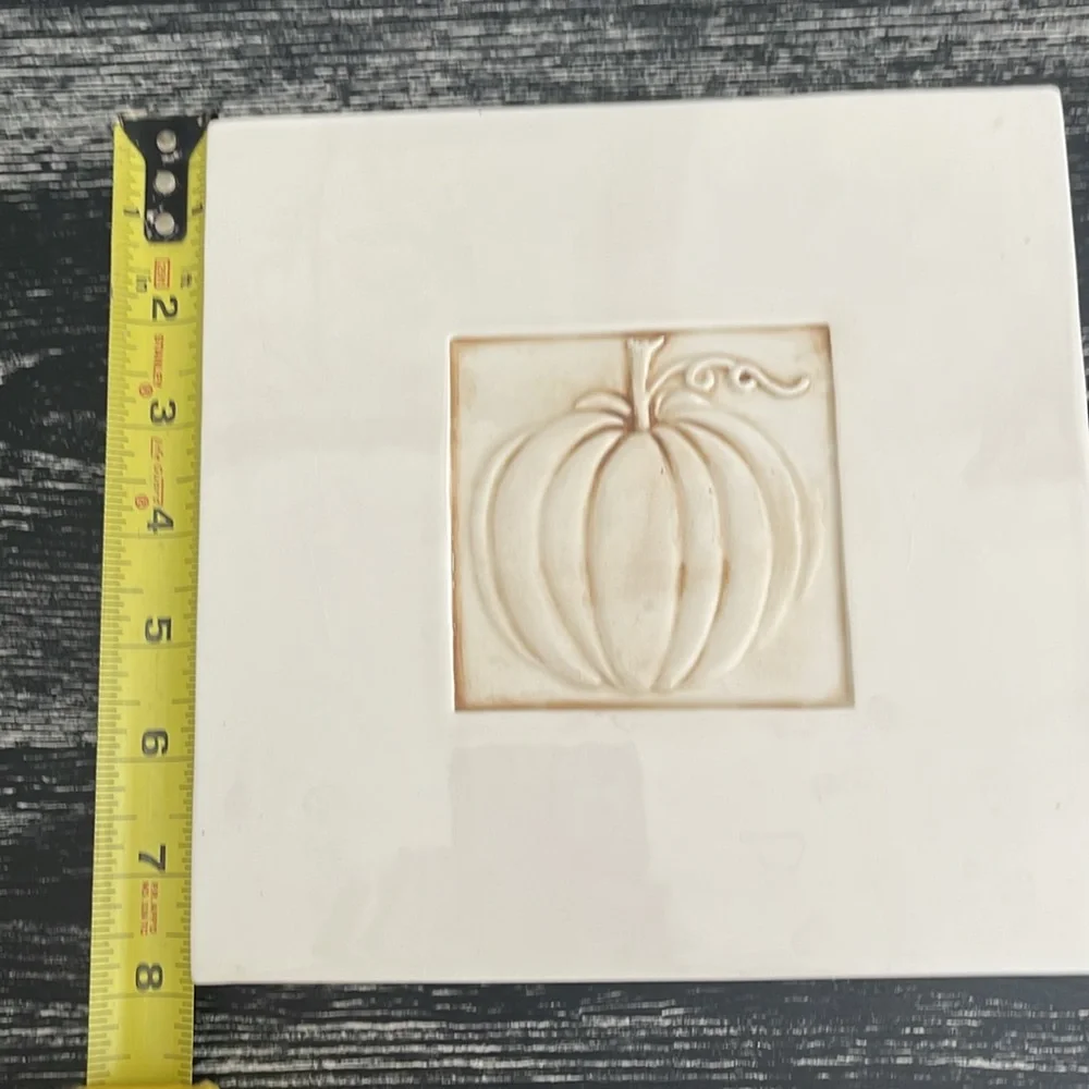 Crate & Barrel white pumpkin trivet or wall hanging. Made in Italy